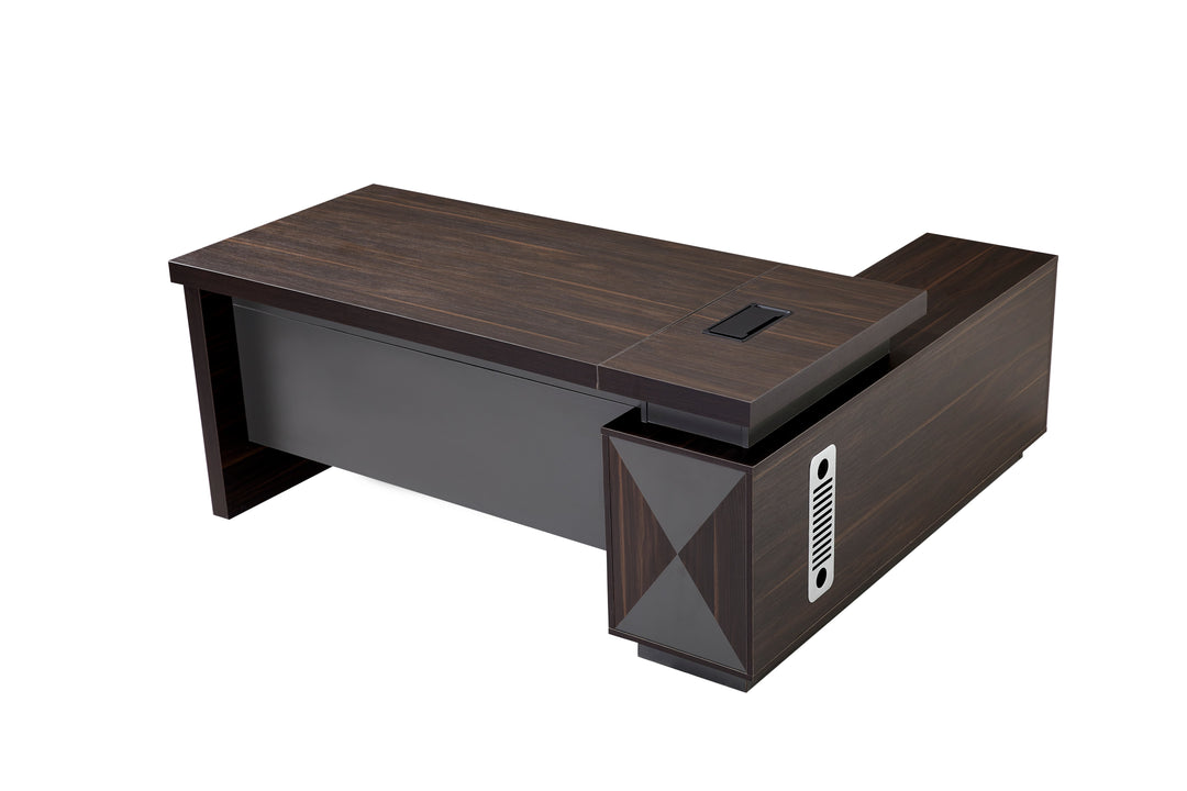Corner desk with storage/ corner work station/ L shaped desk A003 Tian Walnut