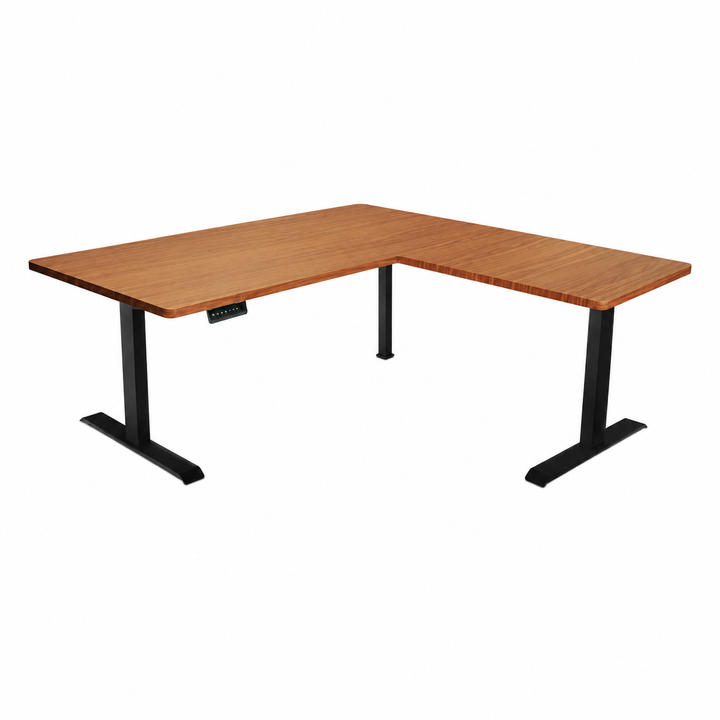 Desk One L-Shaped Standing Desk - Triple Motor 3-Leg Sit-Stand Desk with Dual Tabletop
