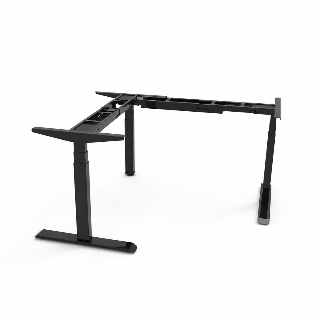 Desk One 3-Leg L-Shaped Standing Desk Frame – Triple Motor Heavy Duty Corner Desk Base
