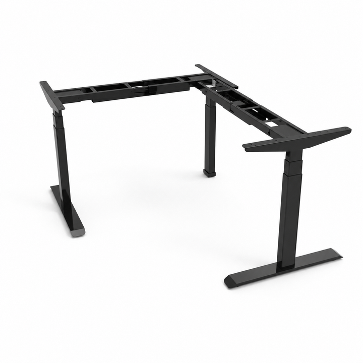 Desk One 3-Leg L-Shaped Standing Desk Frame – Triple Motor Heavy Duty Corner Desk Base
