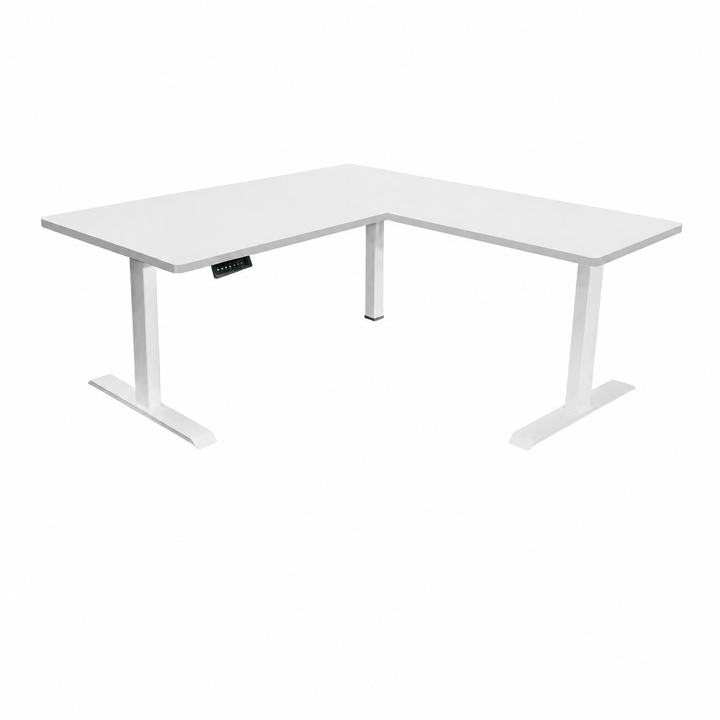 Desk One L-Shaped Standing Desk - Triple Motor 3-Leg Sit-Stand Desk with Dual Tabletop