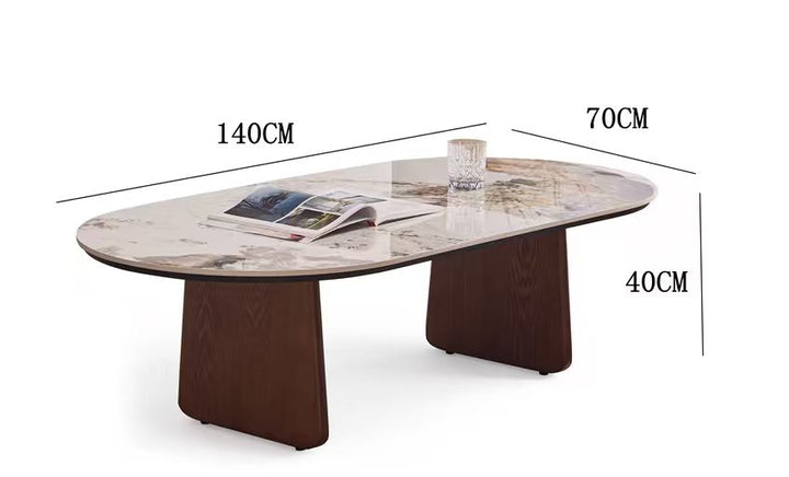 Desk One Calista Oval Marble-Effect Coffee Table