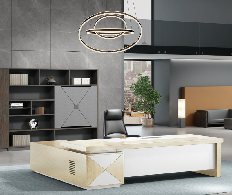 2. L Shaped Desk A003 Nika Oak White