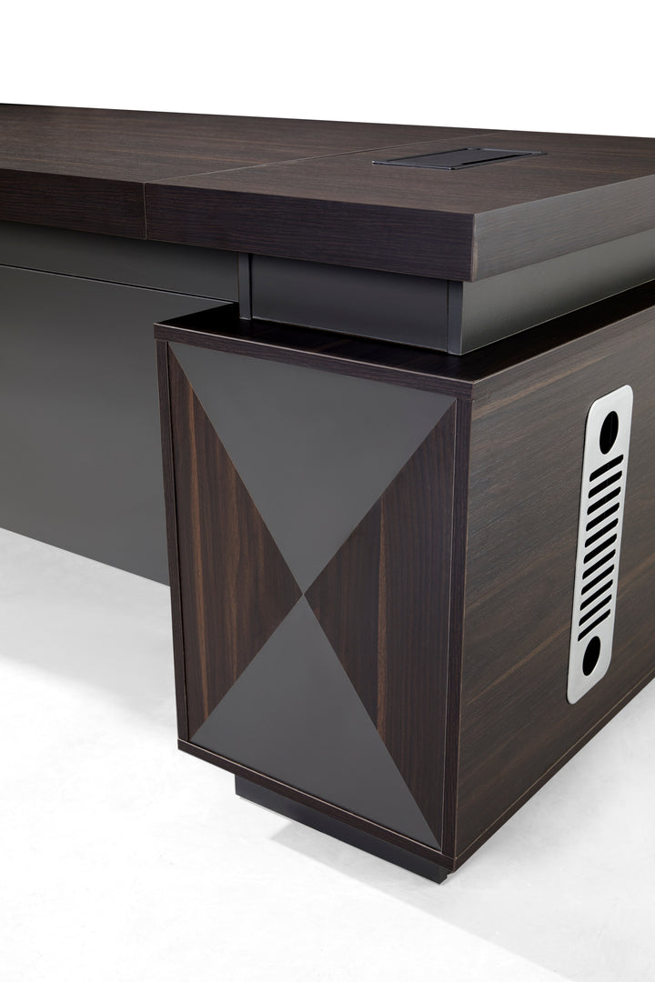 Corner desk with storage/ corner work station/ L shaped desk A003 Tian Walnut