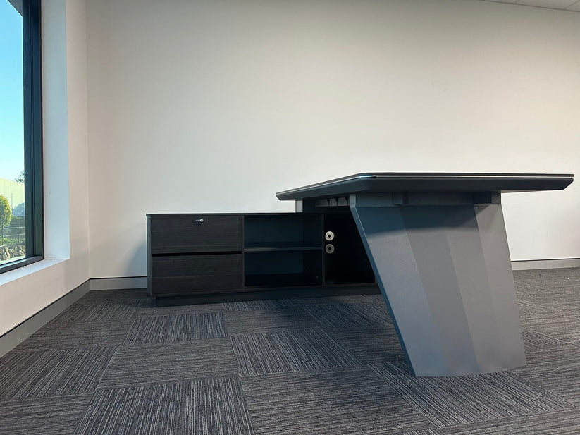 Wood Office Desk with Hutch by Deskone