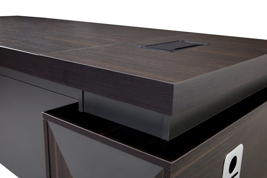 Corner desk with storage/ corner work station/ L shaped desk A003 Tian Walnut