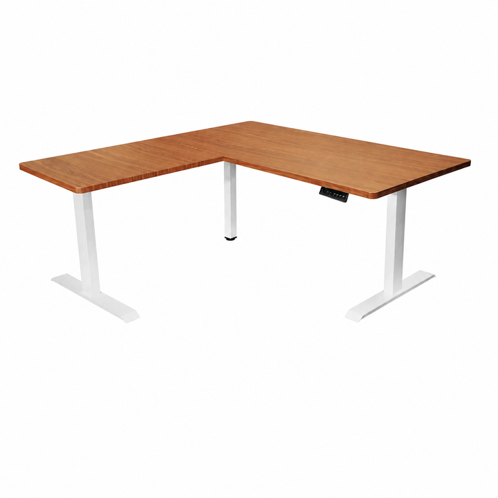 Desk One L-Shaped Standing Desk - Triple Motor 3-Leg Sit-Stand Desk with Dual Tabletop