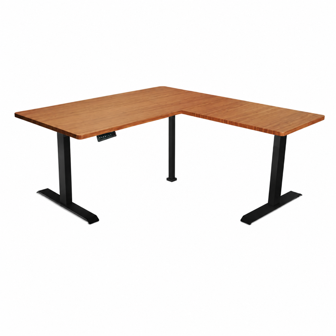 Desk One L-Shaped Standing Desk - Triple Motor 3-Leg Sit-Stand Desk with Dual Tabletop