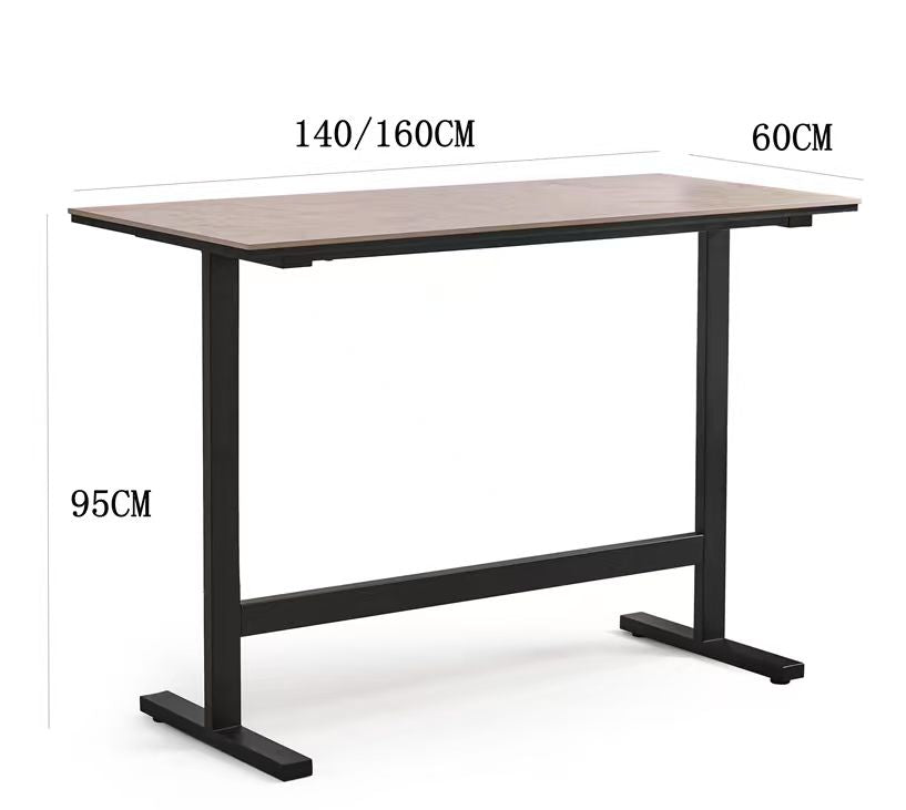 Desk One Arova Stone-Look Bar Table with Black Metal Frame