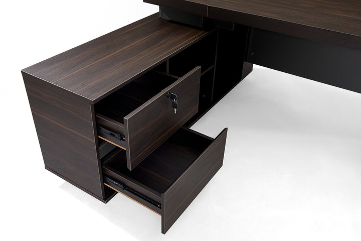 Corner desk with storage/ corner work station/ L shaped desk A003 Tian Walnut