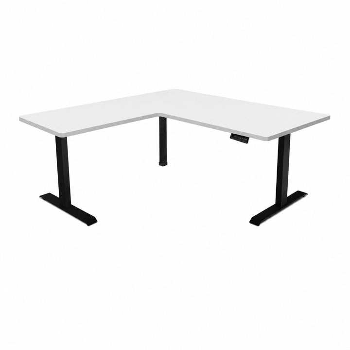 Desk One L-Shaped Standing Desk - Triple Motor 3-Leg Sit-Stand Desk with Dual Tabletop