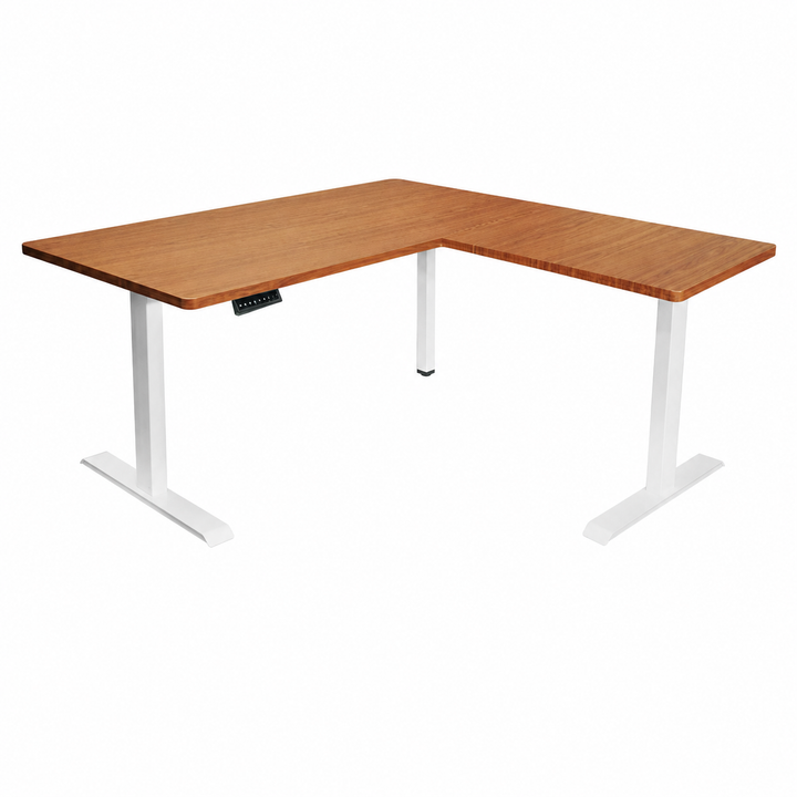 Desk One L-Shaped Standing Desk - Triple Motor 3-Leg Sit-Stand Desk with Dual Tabletop