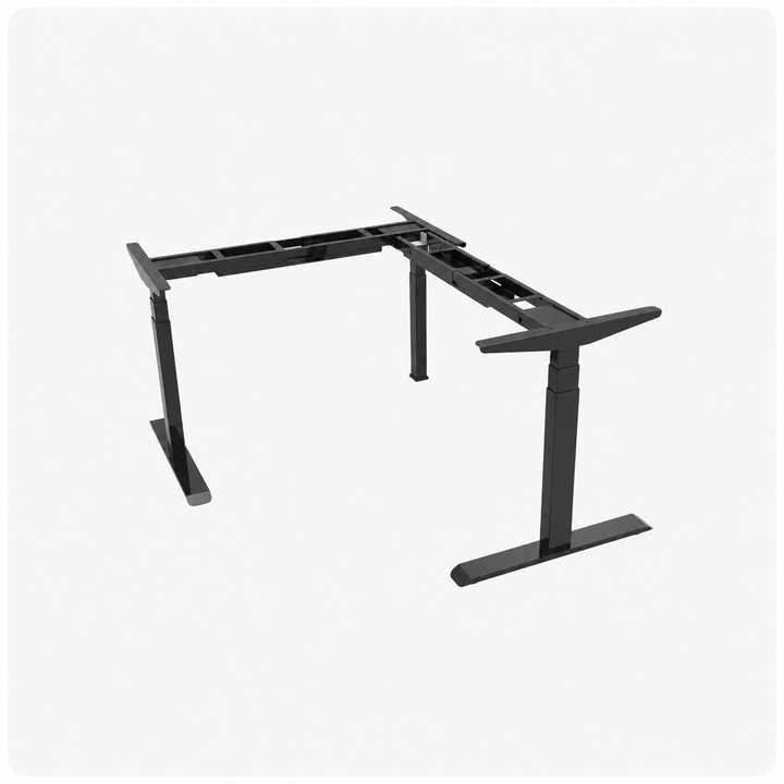 Desk One 3-Leg L-Shaped Standing Desk Frame – Triple Motor Heavy Duty Corner Desk Base