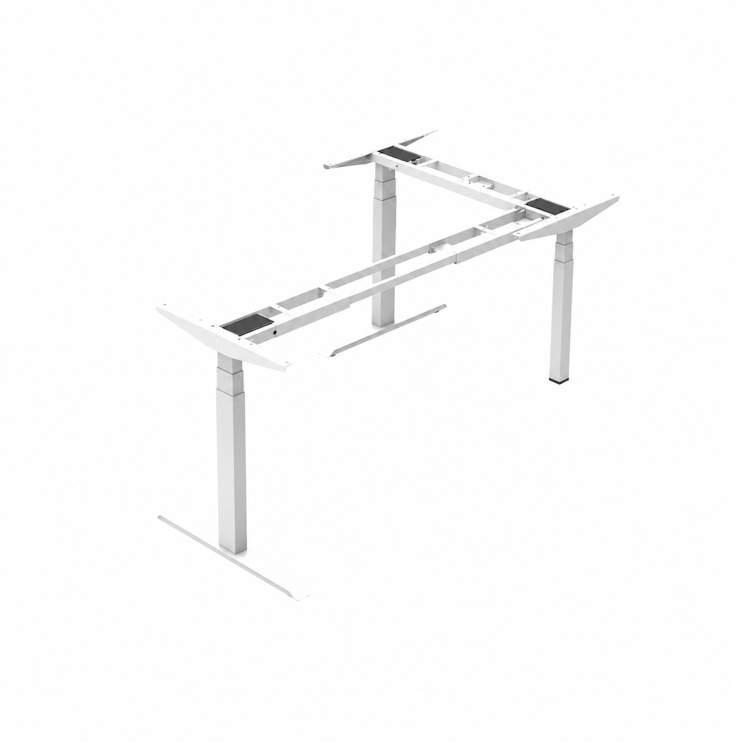 Desk One 3-Leg L-Shaped Standing Desk Frame – Triple Motor Heavy Duty Corner Desk Base