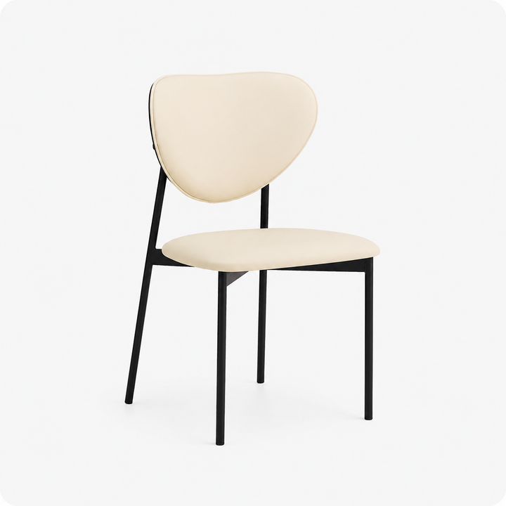 Desk One Nola Dining Chair – Cream PU Leather and Black Metal Frame