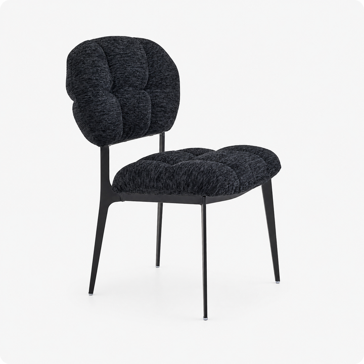 Desk One Clover Dining Chair – Green Chenille and Black Metal Frame