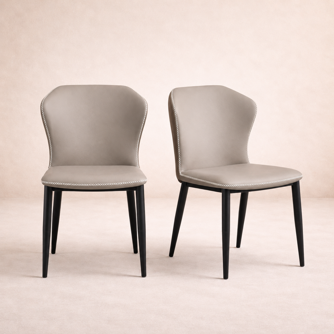 Desk One Lumo - Curved PU Leather & Edge Stitch Dining Chair