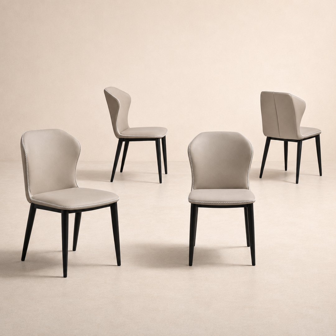 Desk One Lumo - Curved PU Leather & Edge Stitch Dining Chair