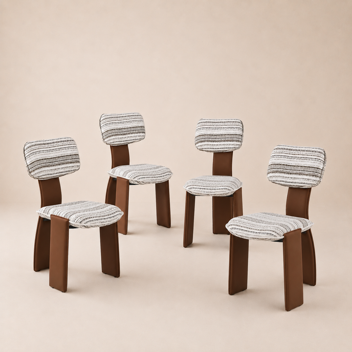 Desk One Pegaso Dining Chair – Textured Fabric Upholstery and Walnut Finish