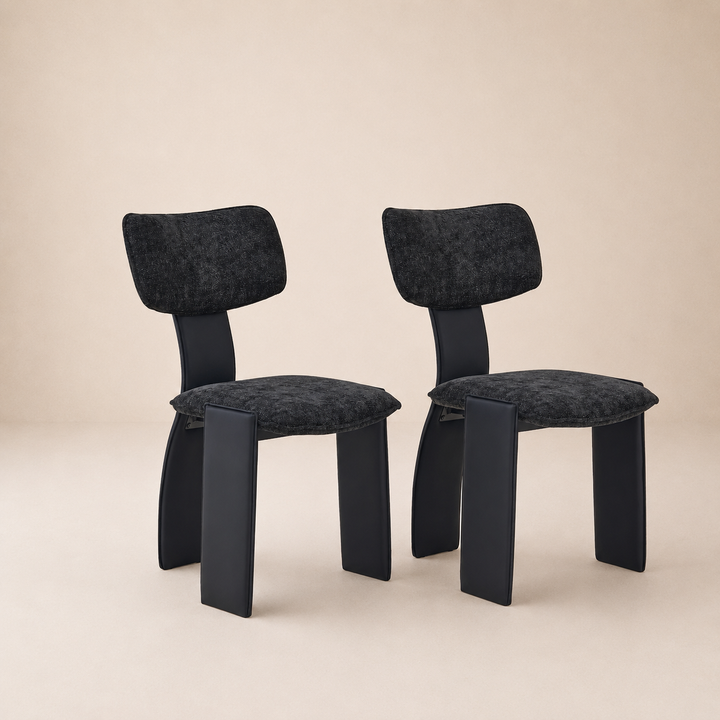 Desk One Pegaso Dining Chair – Textured Fabric Upholstery and Walnut Finish