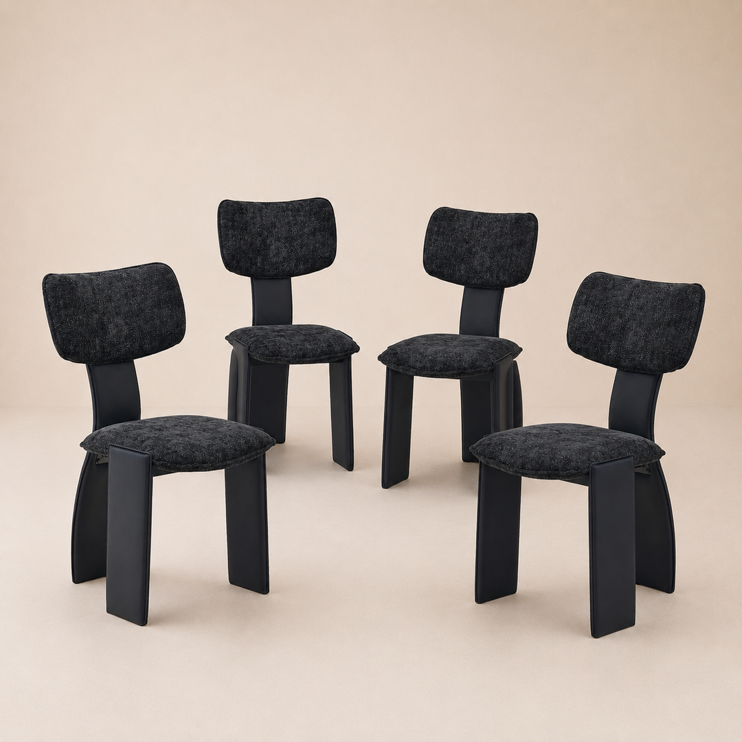 Desk One Pegaso Dining Chair – Textured Fabric Upholstery and Walnut Finish