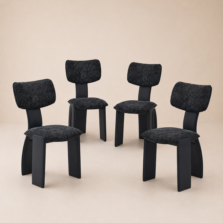 Desk One Pegaso Dining Chair – Textured Fabric Upholstery and Walnut Finish