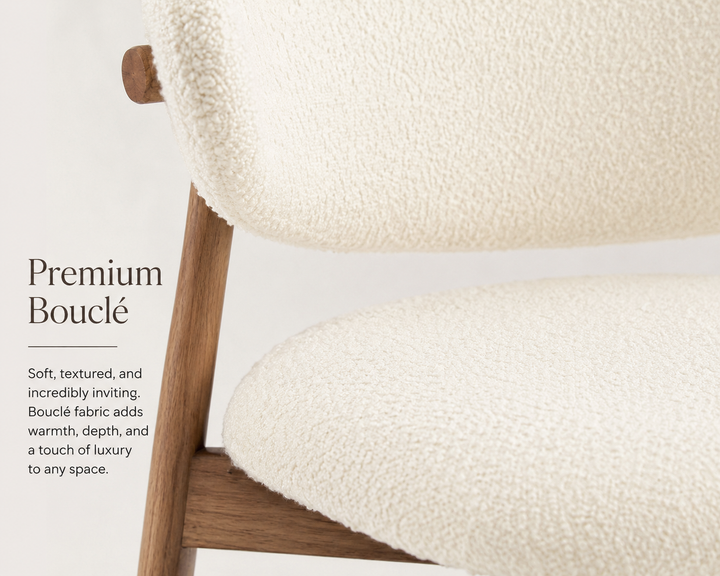 Desk One Dante – Soft Fabric Upholstered & Solid Ash Wood Mid-Century Dining Chair