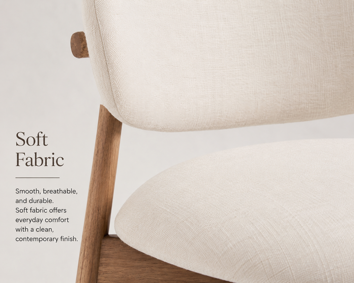 Desk One Dante – Soft Fabric Upholstered & Solid Ash Wood Mid-Century Dining Chair
