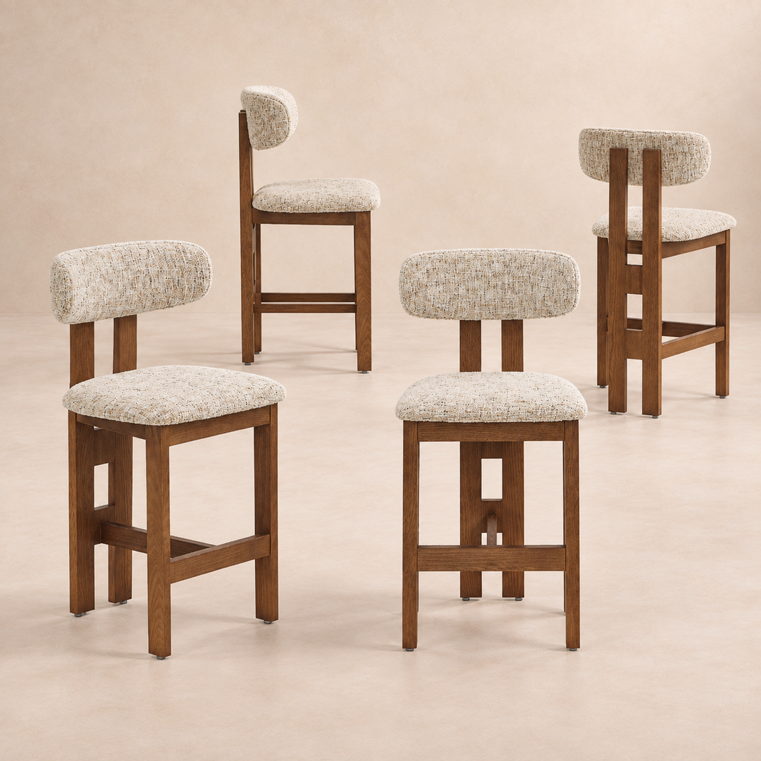 Desk One Maren Solid Wood Upholstered Counter Stool
