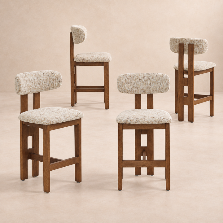 Desk One Maren Solid Wood Upholstered Counter Stool