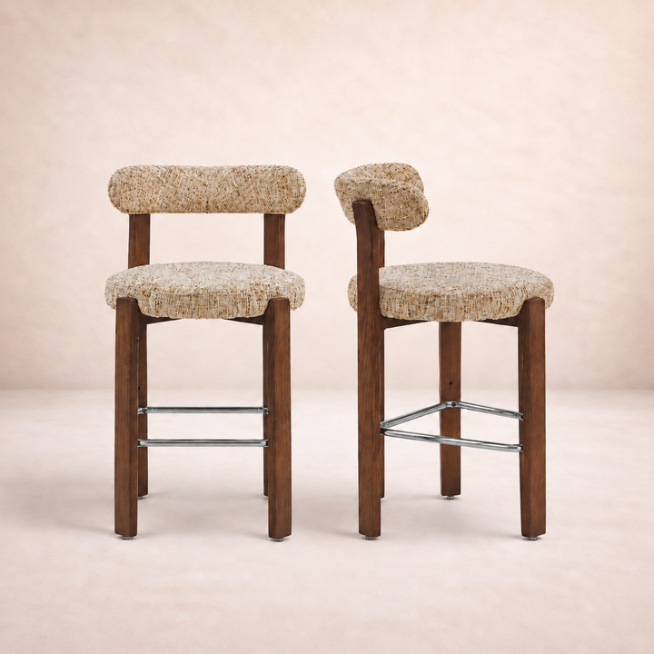 Desk One Soren Solid Wood Upholstered Bar Stool