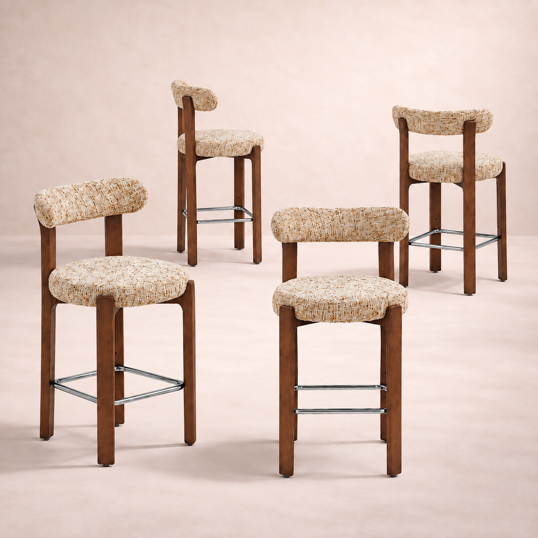 Desk One Soren Solid Wood Upholstered Bar Stool