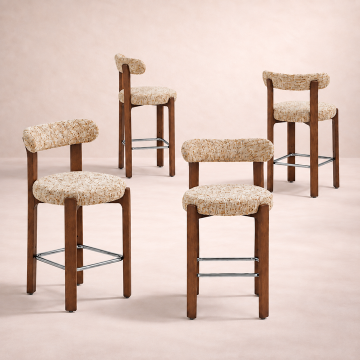 Desk One Soren Solid Wood Upholstered Bar Stool