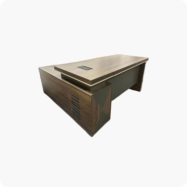 Corner desk with storage/ corner work station/ L shaped desk A003 Rose wood grey