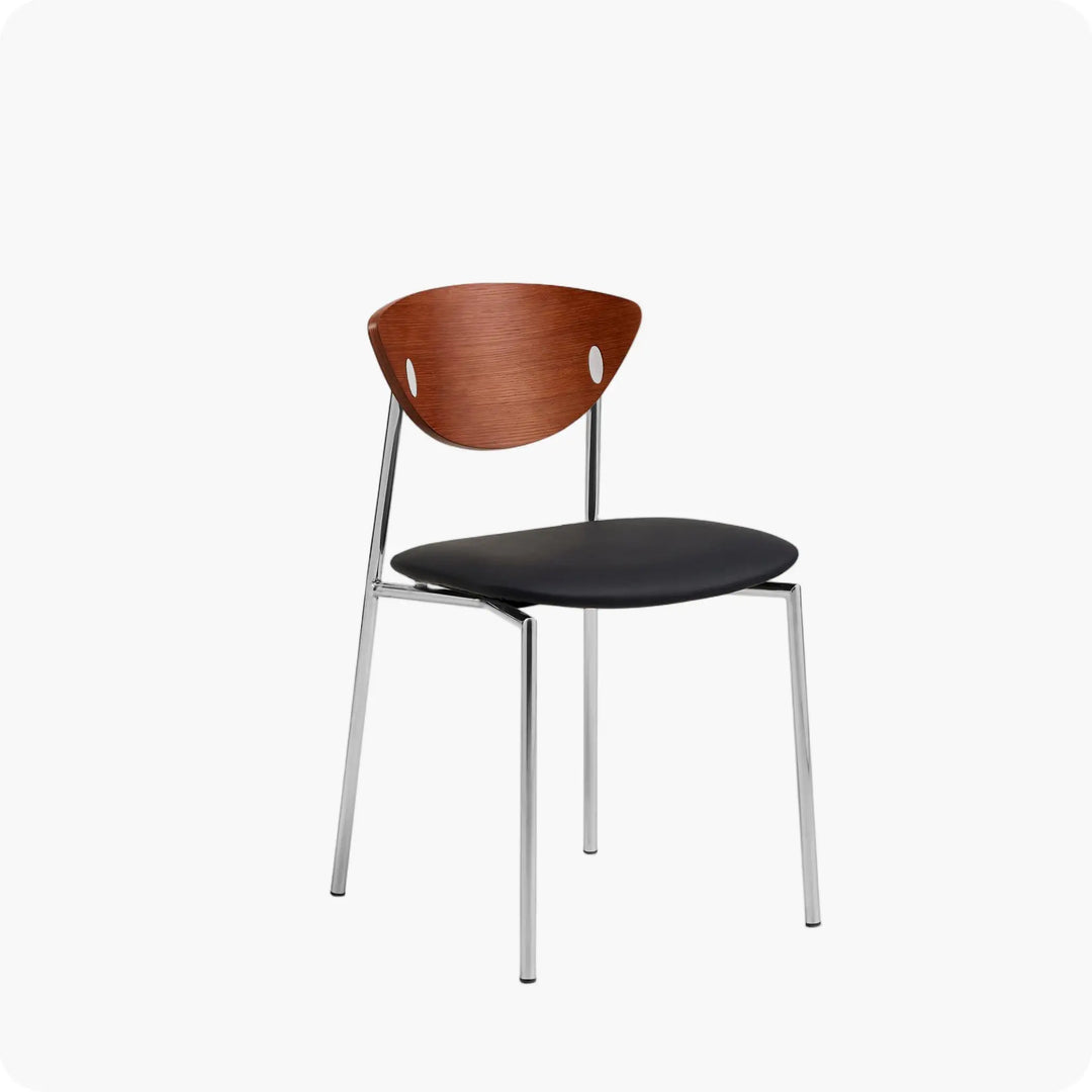 Desk One Rocco - Curved Wood Back & PU Leather Seat Café Chair