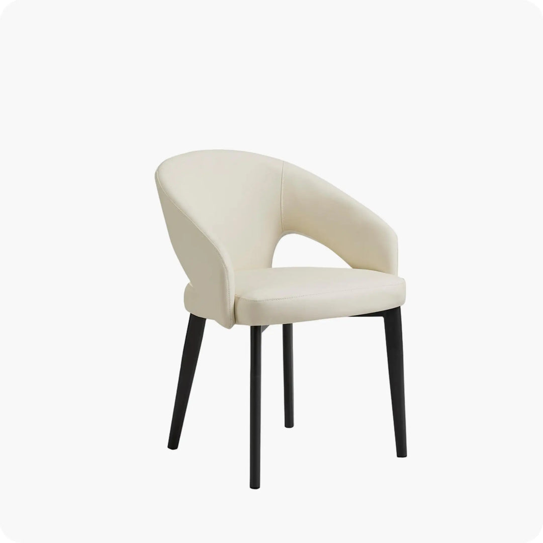 Desk One OliMaré - Curved PU Leather Semi-Armrest Dining Chair in Cream and Taupe