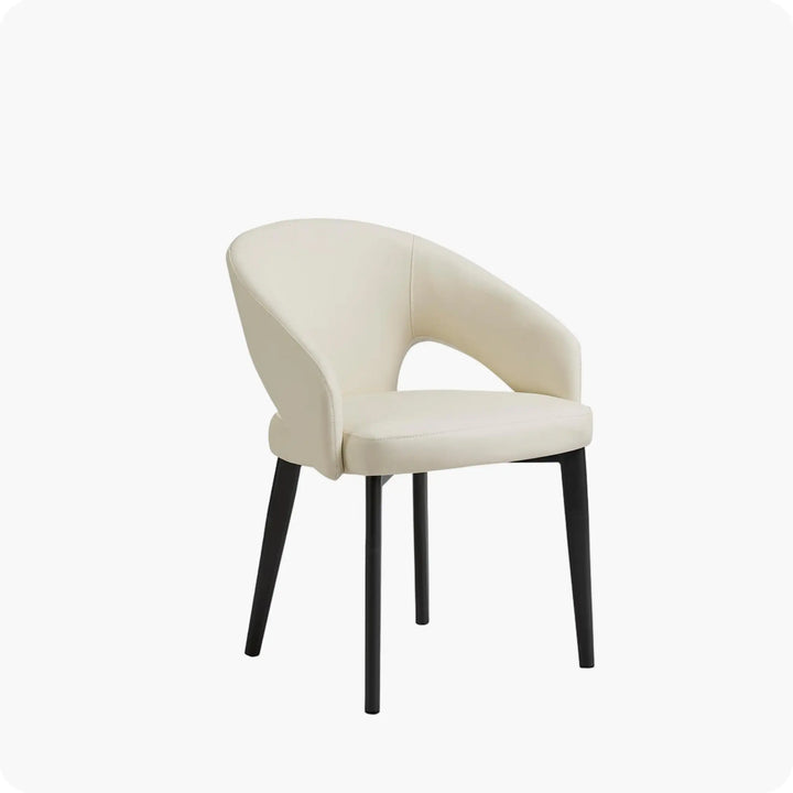 Desk One OliMaré - Curved PU Leather Semi-Armrest Dining Chair in Cream and Taupe