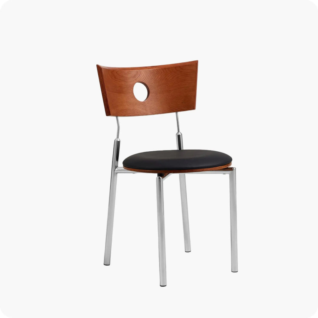 Desk One Holiday Chair – Wood Backrest with Cut-Out & PU Leather Seat