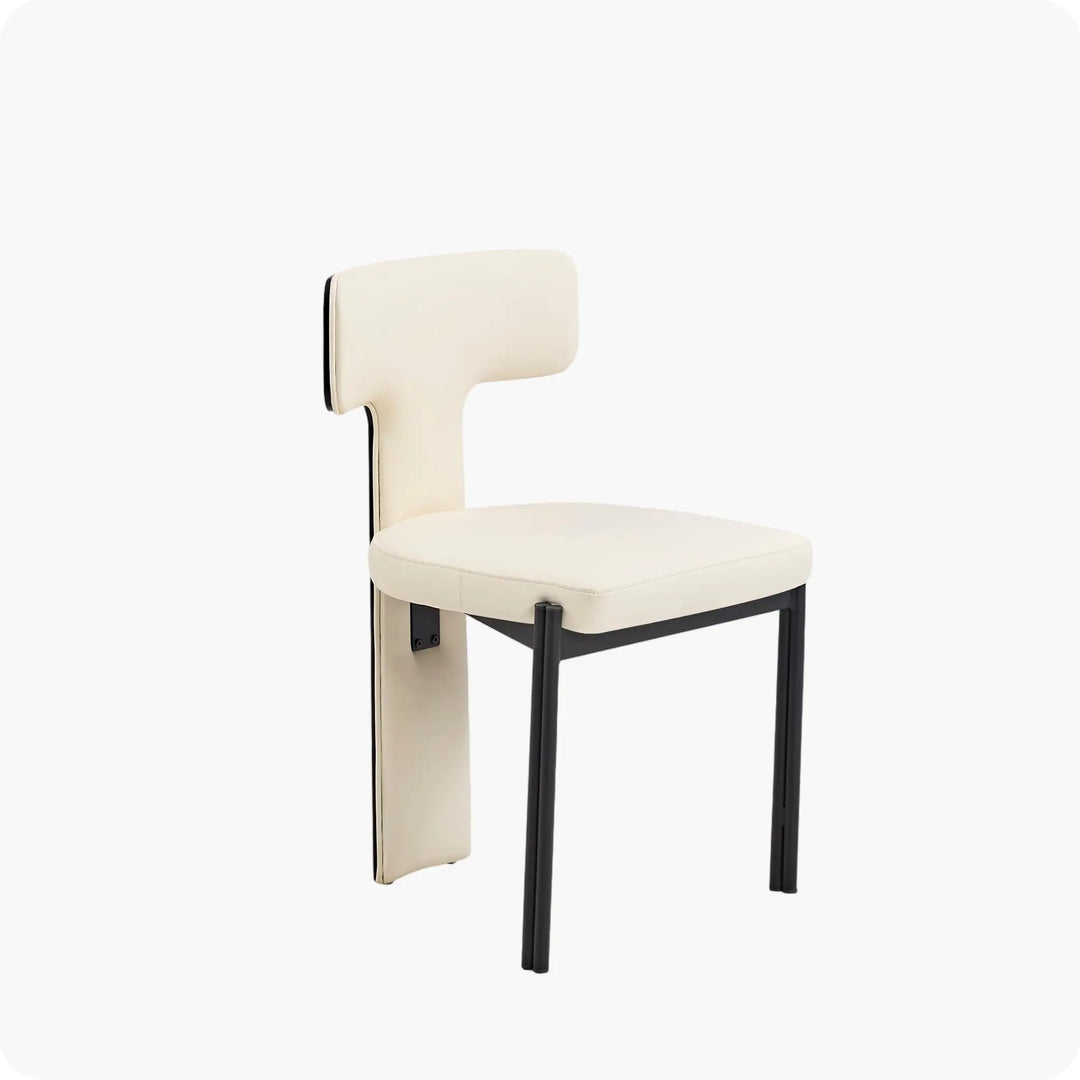 DeskOne T-Otte Chair — T-Shape PU Leather Back Warm Cream & Charcoal
