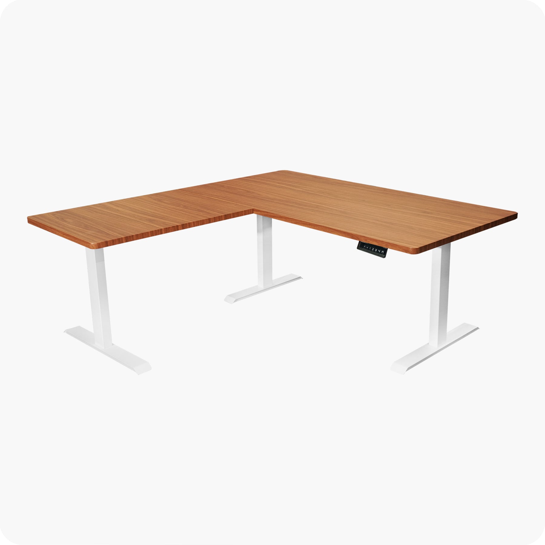 1. L-Shaped 3-Leg Standing Desk With Dual Tabletop