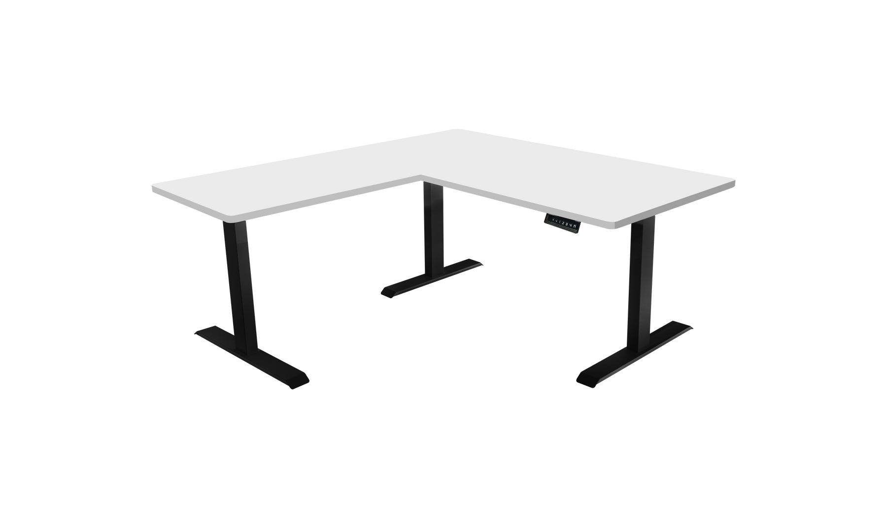 2. L-Shaped 3-Leg Standing Desk with Dual Tabletop and Triple Motors