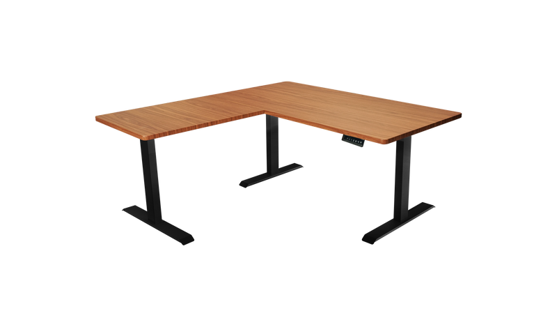 1. L-Shaped 3-Leg Standing Desk with Dual Tabletop and Triple Motors