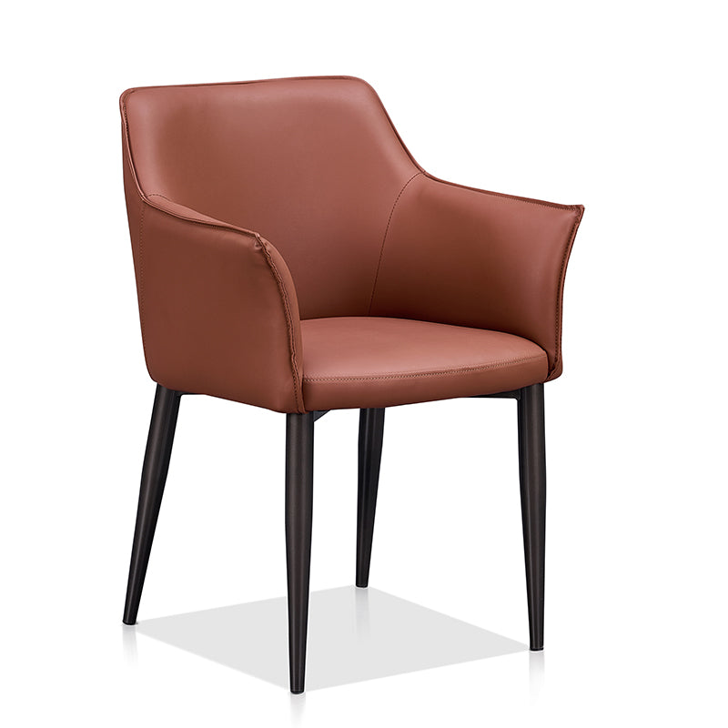 1. Desk One WrapAround — Office chair without wheels (Rust Leather / Charcoal Stone)