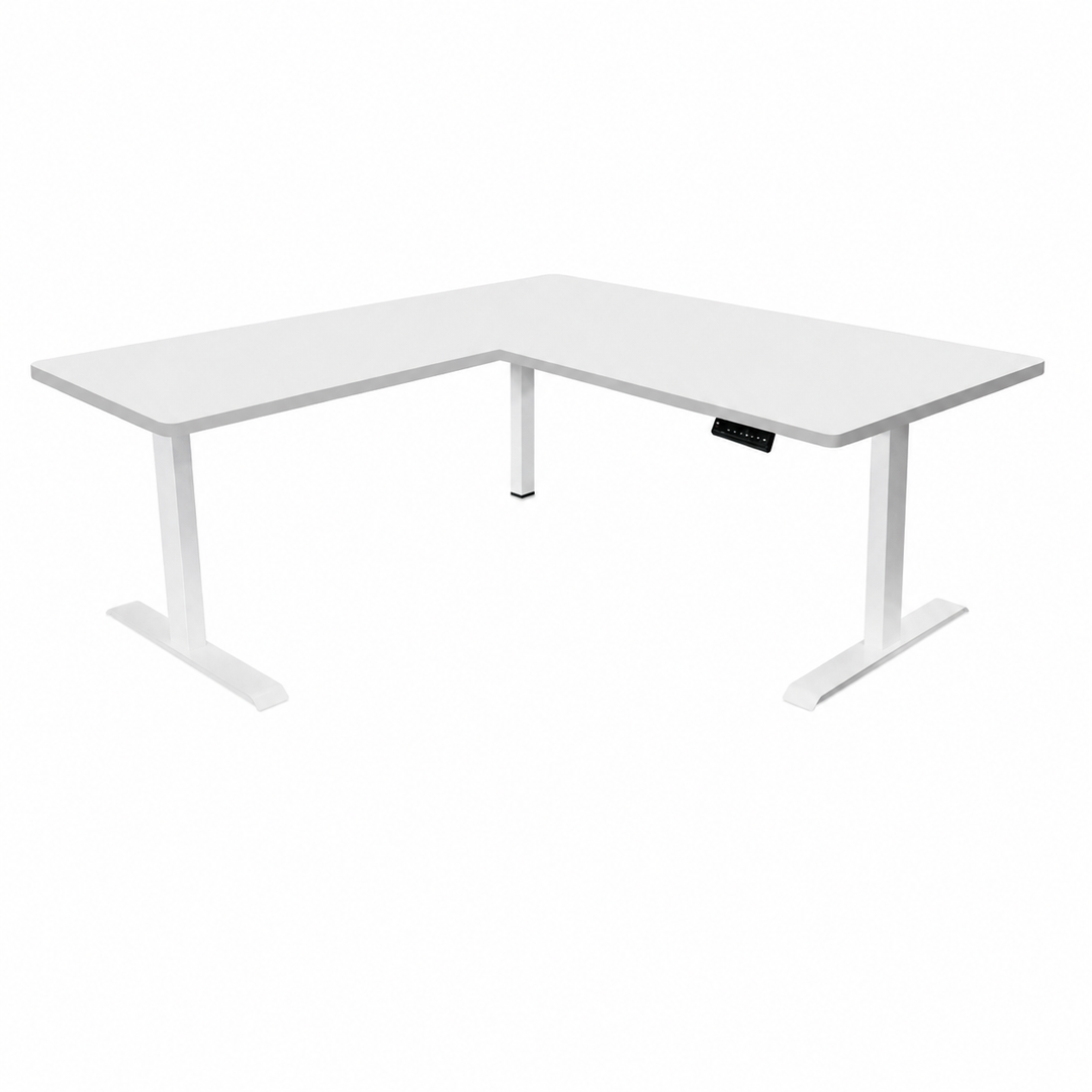 Desk One L-Shaped Standing Desk - Triple Motor 3-Leg Sit-Stand Desk with Dual Tabletop