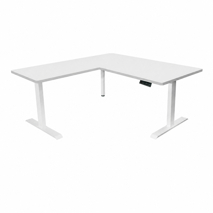 Desk One L-Shaped Standing Desk - Triple Motor 3-Leg Sit-Stand Desk with Dual Tabletop
