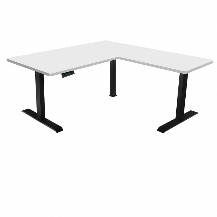 Desk One L-Shaped Standing Desk - Triple Motor 3-Leg Sit-Stand Desk with Dual Tabletop