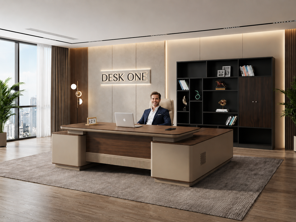 Executive desk in a real furnished office