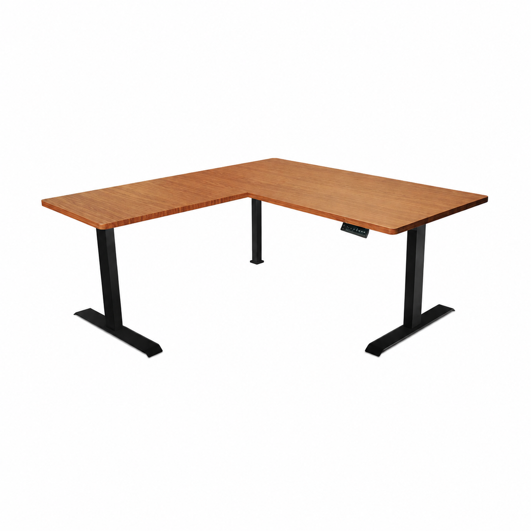 Desk One L-Shaped Standing Desk - Triple Motor 3-Leg Sit-Stand Desk with Dual Tabletop