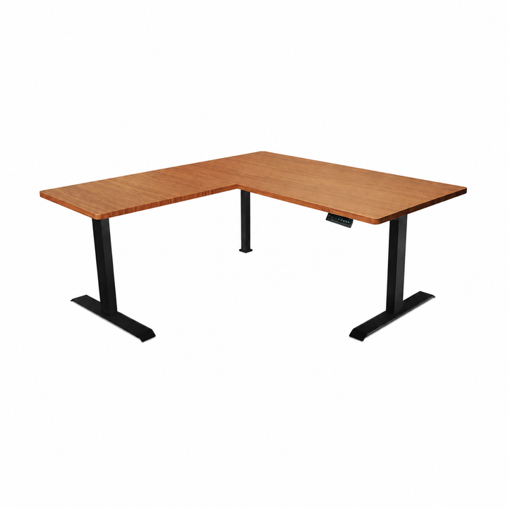 Desk One L-Shaped Standing Desk - Triple Motor 3-Leg Sit-Stand Desk with Dual Tabletop