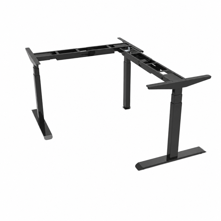 Desk One 3-Leg L-Shaped Standing Desk Frame – Triple Motor Heavy Duty Corner Desk Base
